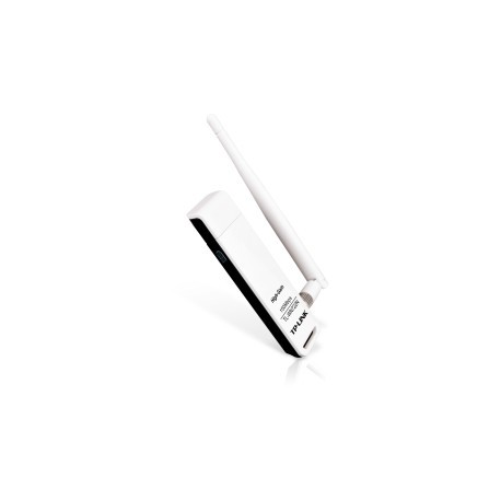 Adaptador de Red USB2.0, TP-link, TL-WN722N, alta ganancia 150Mbps 2.4Ghz, 1 antena de 4dBi ALTA GANANCIA 150MBPS